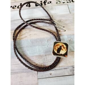 Halloween bolo tie, spooky black, unique goth bolo tie necklace black cat gift